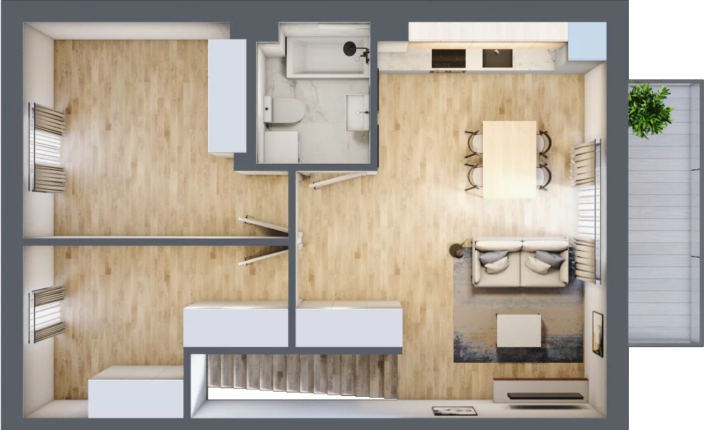 3 pokoje, mieszkanie 56,07 m², piętro 1, oferta nr 48, Manufaktura Marki 2, Marki, ul. Stawowa