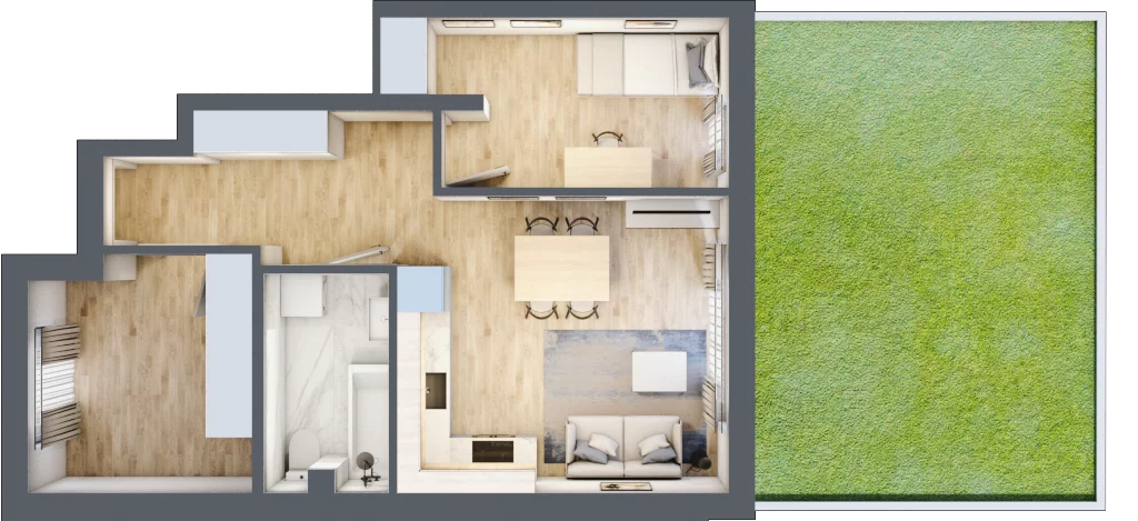 3 pokoje, mieszkanie 46,34 m², parter, oferta nr 107, Manufaktura Marki 2, Marki, ul. Stawowa