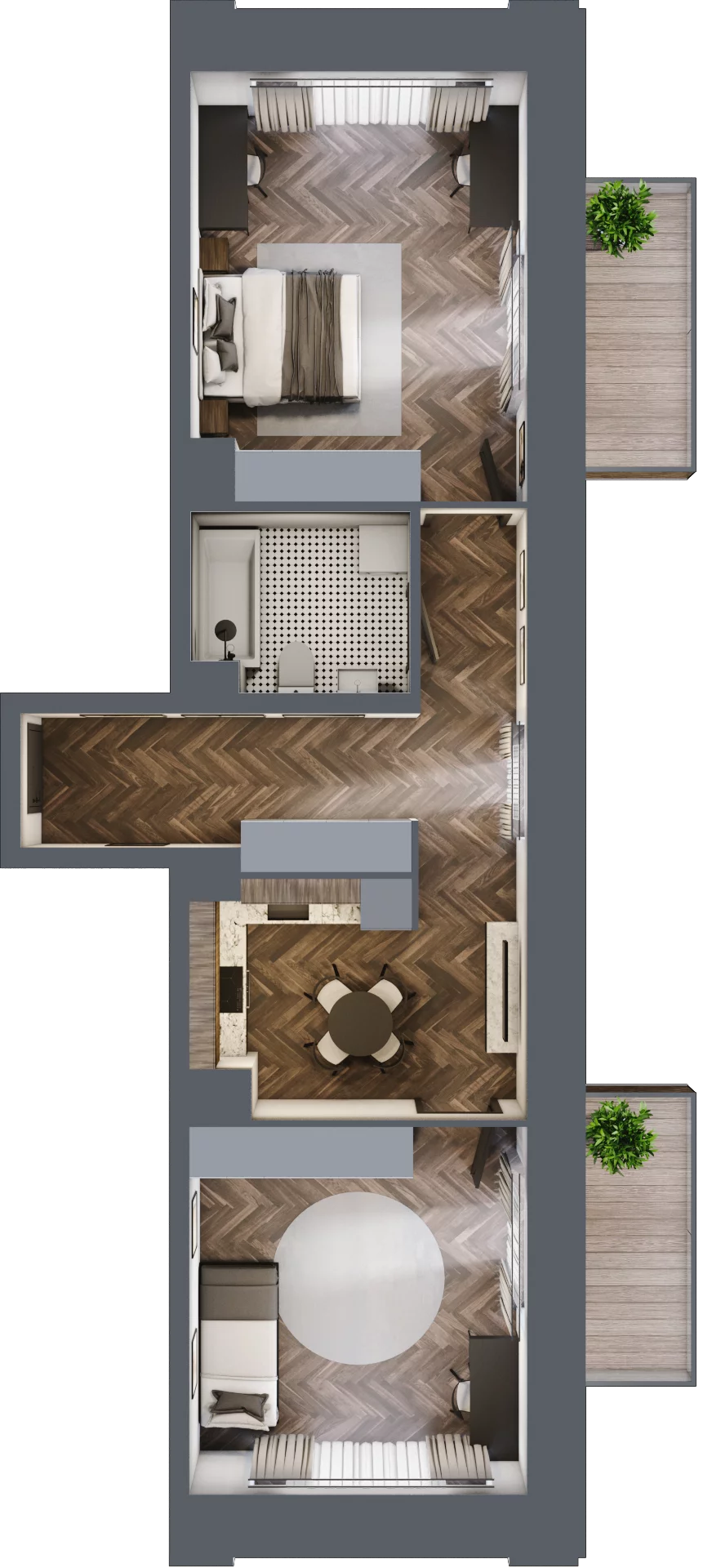 2 pokoje, mieszkanie 67,77 m², piętro 1, oferta nr C 1.5, Melody Loft, Łódź, Śródmieście, Śródmieście-Wschód, ul. Pomorska 72/74