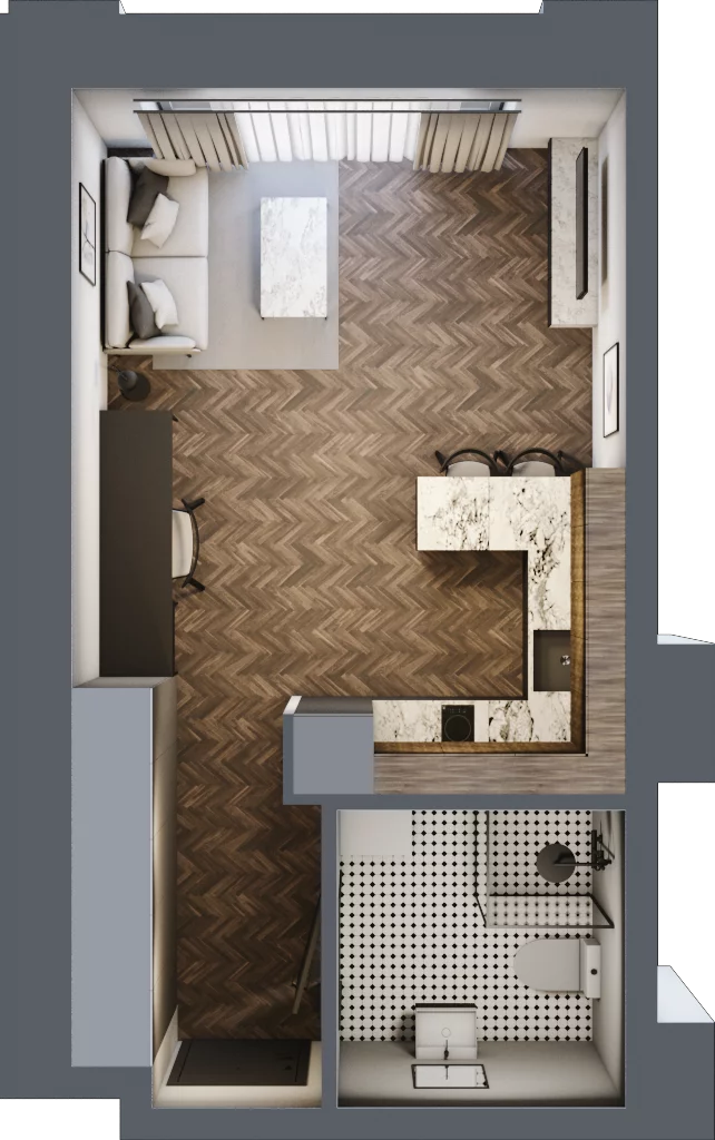 1 pokój, mieszkanie 31,64 m², piętro 3, oferta nr C 3.1, Melody Loft, Łódź, Śródmieście, Śródmieście-Wschód, ul. Pomorska 72/74