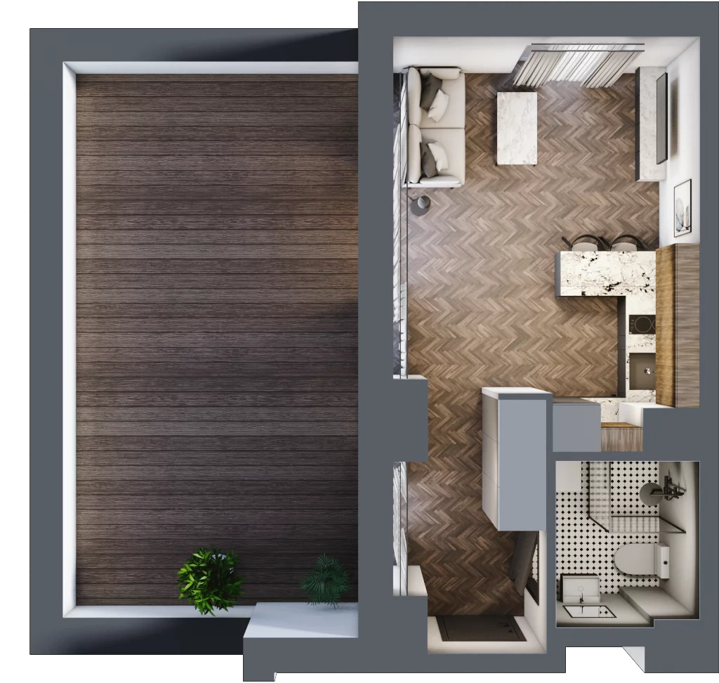 1 pokój, mieszkanie 26,72 m², piętro 4, oferta nr C 4.1, Melody Loft, Łódź, Śródmieście, Śródmieście-Wschód, ul. Pomorska 72/74