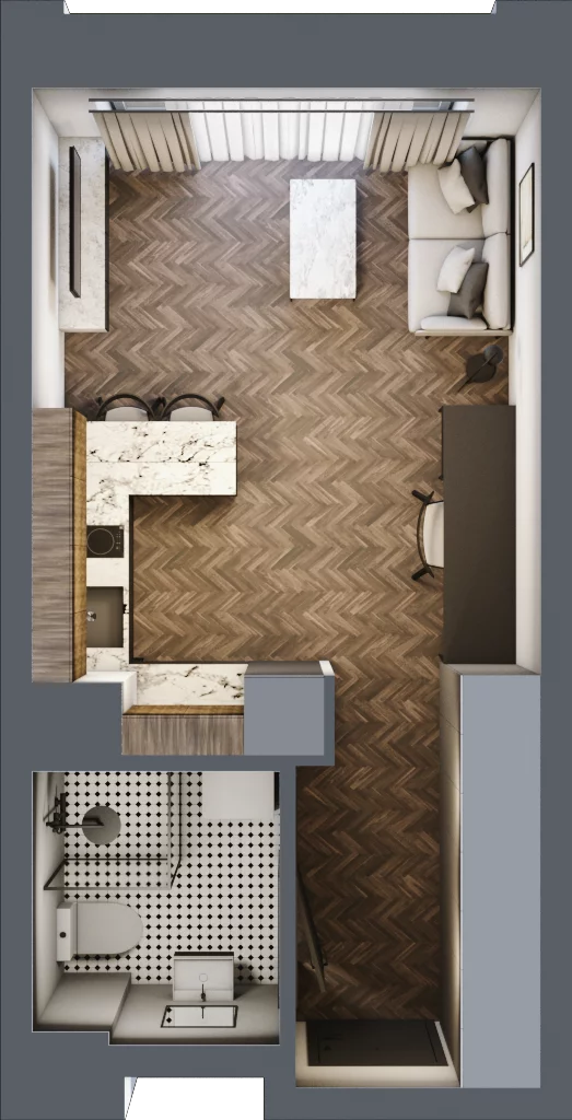 1 pokój, mieszkanie 27,12 m², piętro 3, oferta nr C 3.3, Melody Loft, Łódź, Śródmieście, Śródmieście-Wschód, ul. Pomorska 72/74