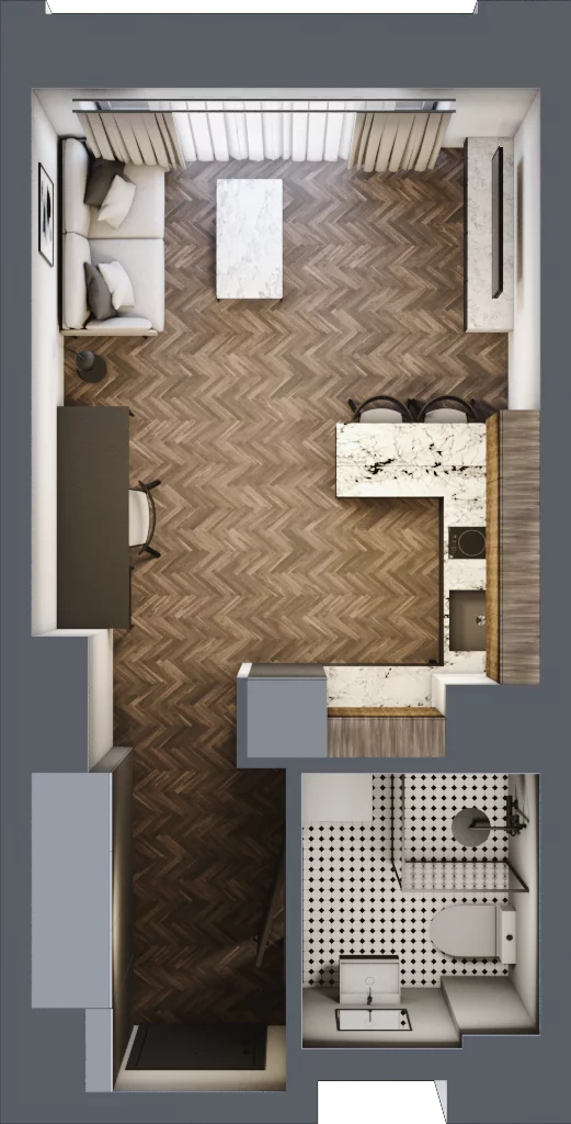 1 pokój, mieszkanie 26,34 m², piętro 3, oferta nr C 3.2, Melody Loft, Łódź, Śródmieście, Śródmieście-Wschód, ul. Pomorska 72/74
