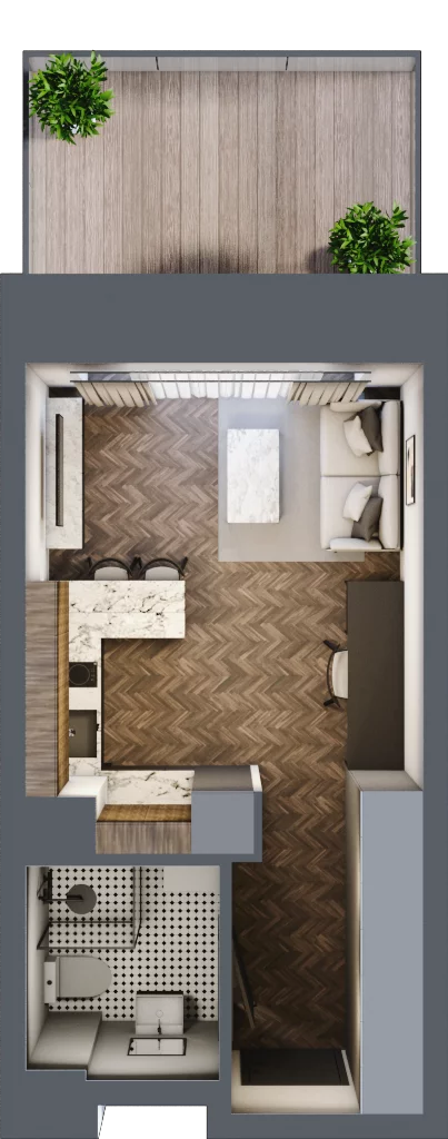 1 pokój, mieszkanie 26,22 m², parter, oferta nr C 0.5, Melody Loft, Łódź, Śródmieście, Śródmieście-Wschód, ul. Pomorska 72/74