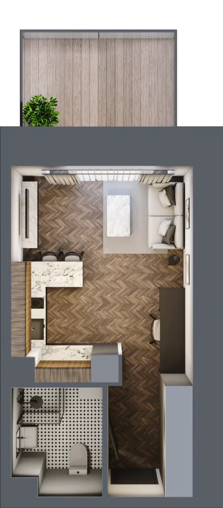 1 pokój, mieszkanie 28,86 m², parter, oferta nr C 0.7, Melody Loft, Łódź, Śródmieście, Śródmieście-Wschód, ul. Pomorska 72/74