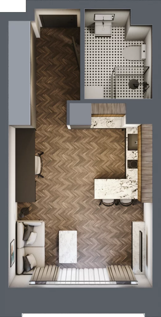 1 pokój, mieszkanie 26,30 m², piętro 1, oferta nr C 1.6, Melody Loft, Łódź, Śródmieście, Śródmieście-Wschód, ul. Pomorska 72/74