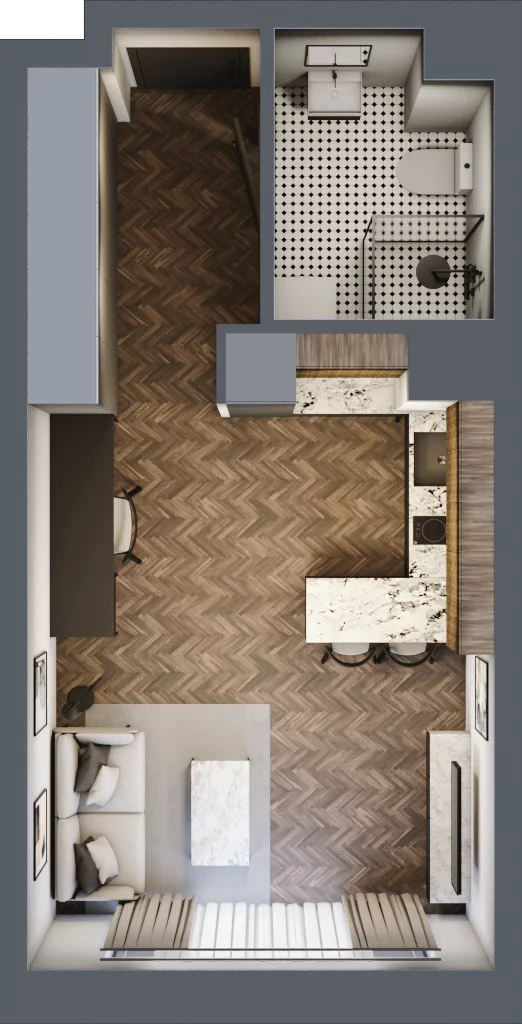 1 pokój, mieszkanie 27,74 m², piętro 4, oferta nr C 4.5, Melody Loft, Łódź, Śródmieście, Śródmieście-Wschód, ul. Pomorska 72/74