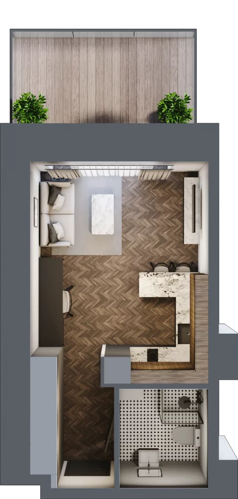 1 pokój, mieszkanie 29,53 m², parter, oferta nr C 0.3, Melody Loft, Łódź, Śródmieście, Śródmieście-Wschód, ul. Pomorska 72/74