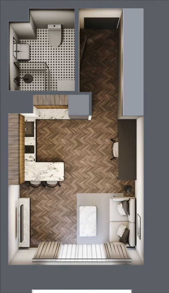 1 pokój, mieszkanie 28,39 m², parter, oferta nr C 0.1, Melody Loft, Łódź, Śródmieście, Śródmieście-Wschód, ul. Pomorska 72/74
