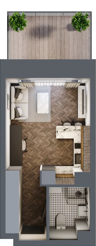 1 pokój, mieszkanie 26,55 m², parter, oferta nr C 0.6, Melody Loft, Łódź, Śródmieście, Śródmieście-Wschód, ul. Pomorska 72/74