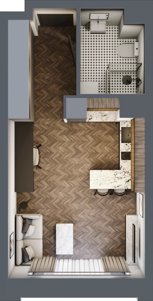 1 pokój, mieszkanie 26,64 m², piętro 2, oferta nr C 2.6, Melody Loft, Łódź, Śródmieście, Śródmieście-Wschód, ul. Pomorska 72/74