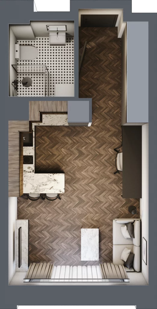 1 pokój, mieszkanie 26,44 m², piętro 3, oferta nr C 3.7, Melody Loft, Łódź, Śródmieście, Śródmieście-Wschód, ul. Pomorska 72/74