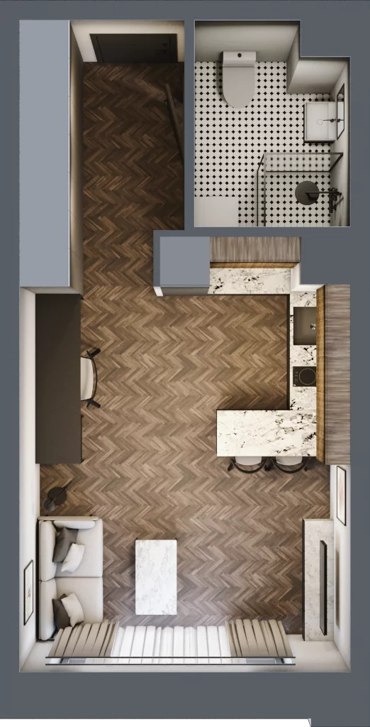 1 pokój, mieszkanie 26,98 m², piętro 2, oferta nr C 2.8, Melody Loft, Łódź, Śródmieście, Śródmieście-Wschód, ul. Pomorska 72/74