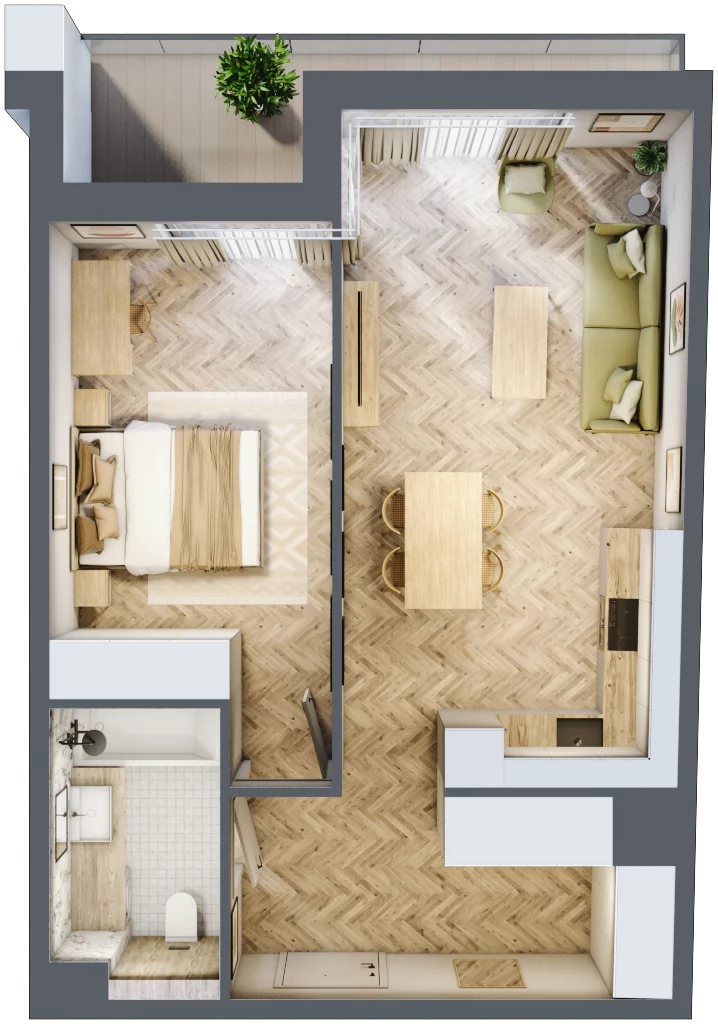 2 pokoje, apartament 48,49 m², piętro 2, oferta nr M.2.7, Marimonte - Apartamenty Mieszkalne, Warszawa, Bielany, Marymont-Kaskada, ul. Marymoncka 4