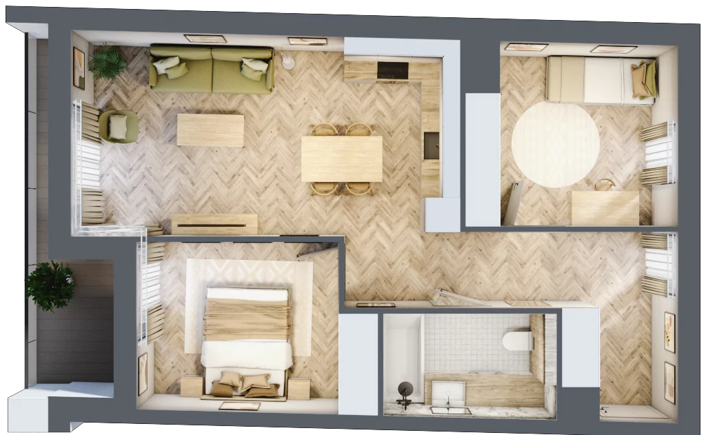 3 pokoje, apartament 58,14 m², piętro 3, oferta nr M.3.7, Marimonte - Apartamenty Mieszkalne, Warszawa, Bielany, Marymont-Kaskada, ul. Marymoncka 4
