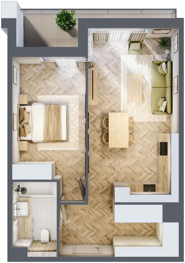 2 pokoje, apartament 49,61 m², piętro 2, oferta nr M.2.3, Marimonte - Apartamenty Mieszkalne, Warszawa, Bielany, Marymont-Kaskada, ul. Marymoncka 4