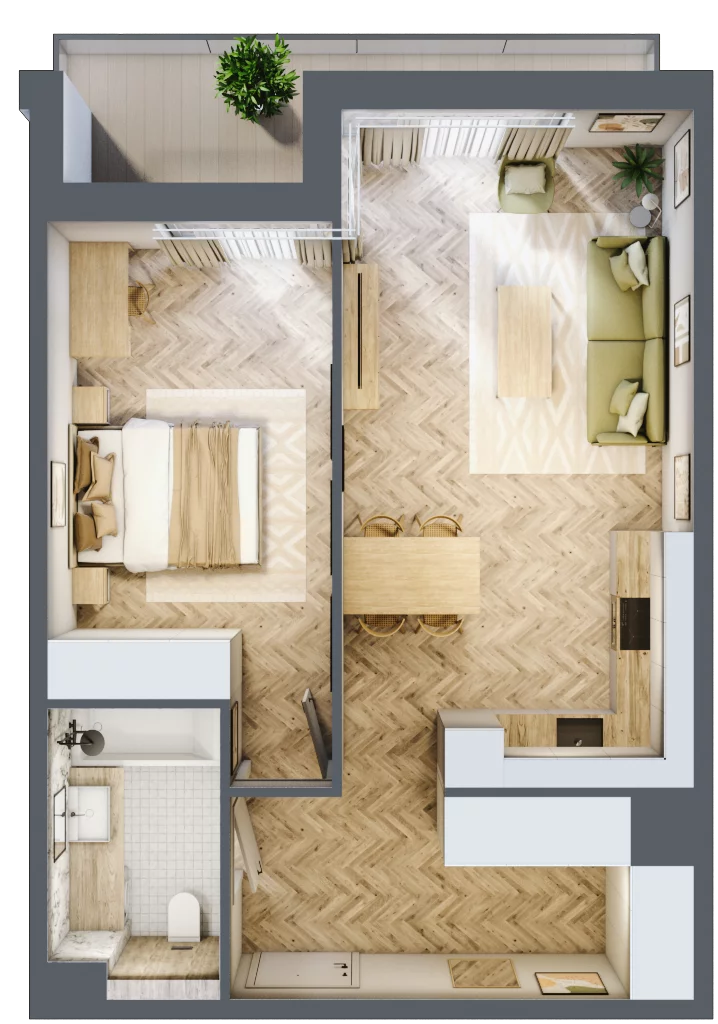 2 pokoje, apartament 49,62 m², piętro 2, oferta nr M.2.8, Marimonte - Apartamenty Mieszkalne, Warszawa, Bielany, Marymont-Kaskada, ul. Marymoncka 4
