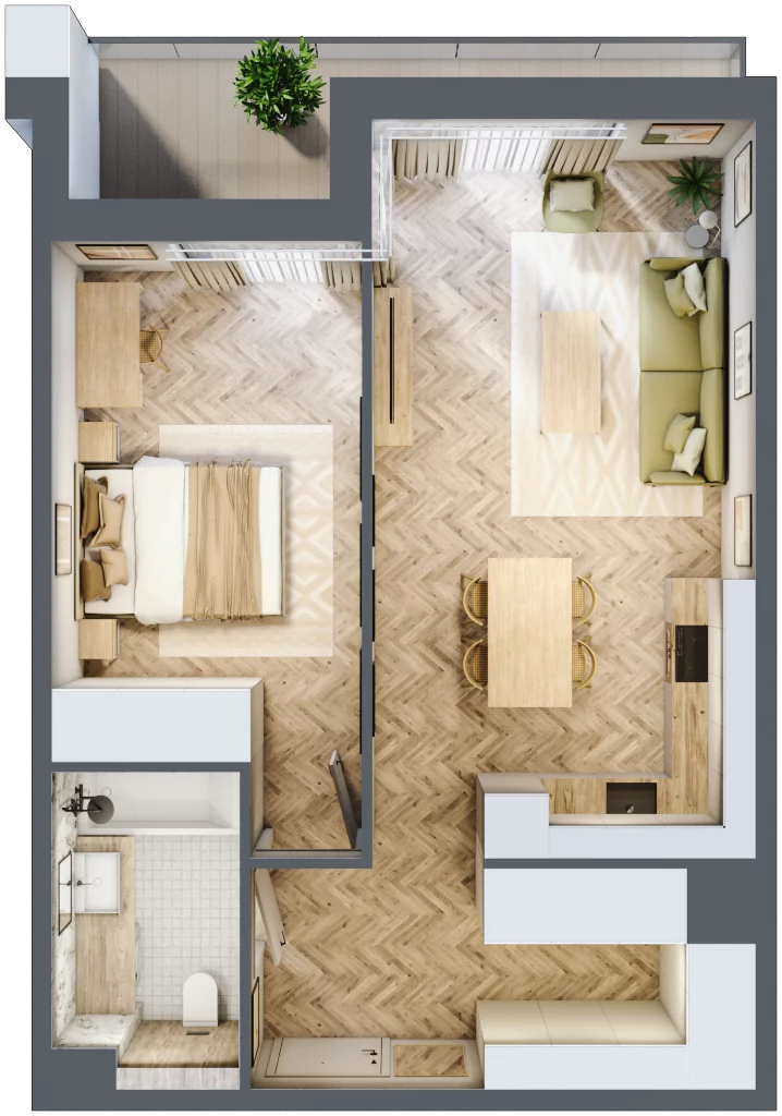 2 pokoje, apartament 49,62 m², piętro 3, oferta nr M.3.9, Marimonte - Apartamenty Mieszkalne, Warszawa, Bielany, Marymont-Kaskada, ul. Marymoncka 4
