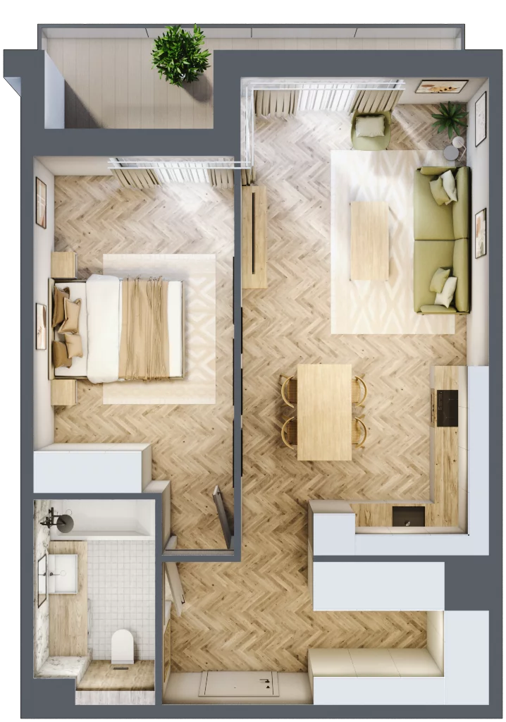 2 pokoje, apartament 49,62 m², piętro 2, oferta nr M.2.2, Marimonte - Apartamenty Mieszkalne, Warszawa, Bielany, Marymont-Kaskada, ul. Marymoncka 4