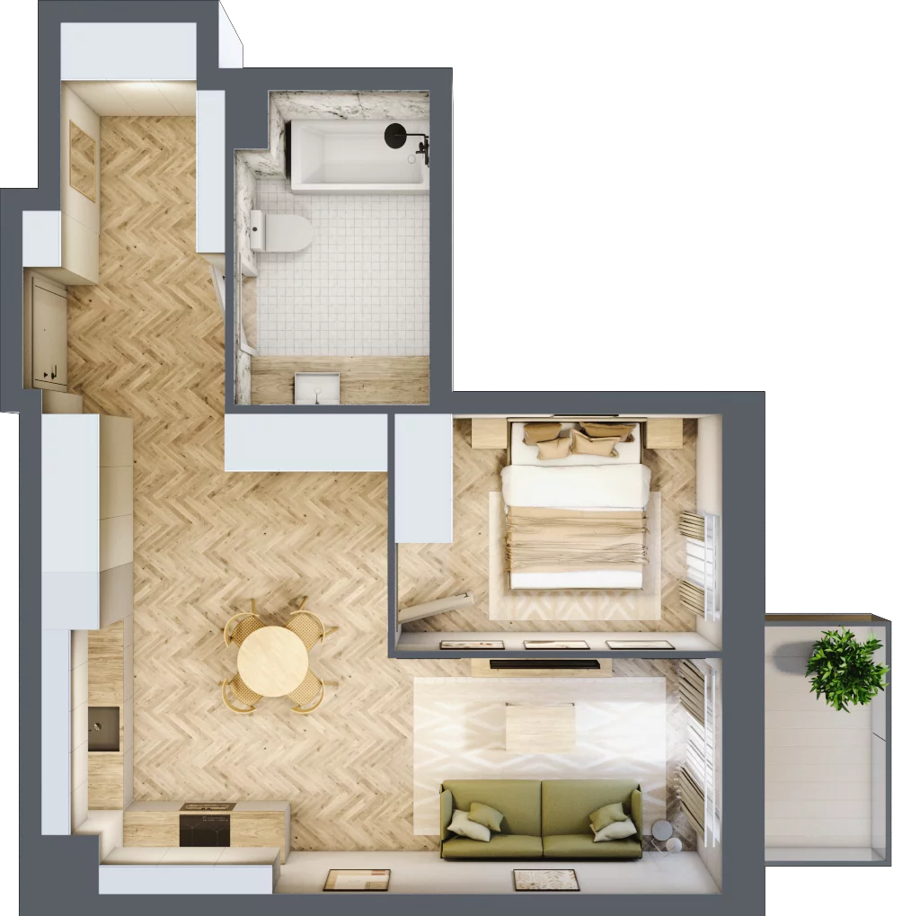 2 pokoje, mieszkanie 48,77 m², piętro 3, oferta nr M32, Nowa Częstochowa Mościckiego, Częstochowa, Częstochówka-Parkitka, ul. Mościckiego