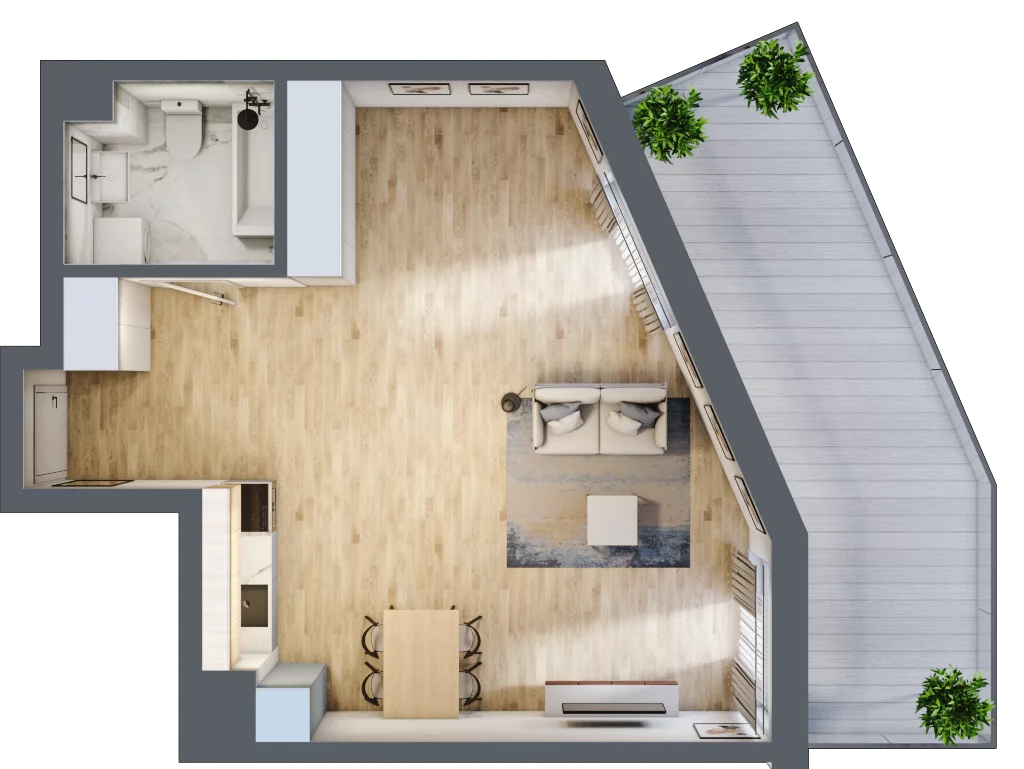 1 pokój, apartament 47,36 m², parter, oferta nr B-4, Cieszyńska 9, Kraków, Stare Miasto, Łobzów, ul. Cieszyńska 9