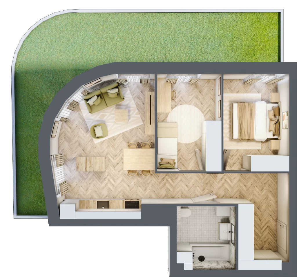 3 pokoje, apartament 57,84 m², parter, oferta nr A12, Drago, Kraków, Bronowice, Górka Narodowa, ul. Stefana Banacha