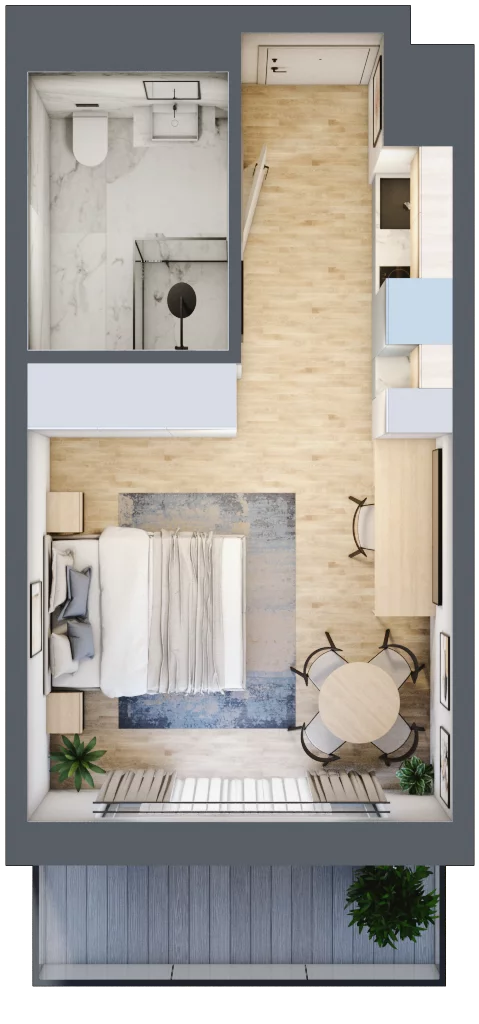 1 pokój, apartament inwestycyjny 25,56 m², piętro 2, oferta nr 208, ApartMare, Mrzeżyno, ul. Nadmorska 14