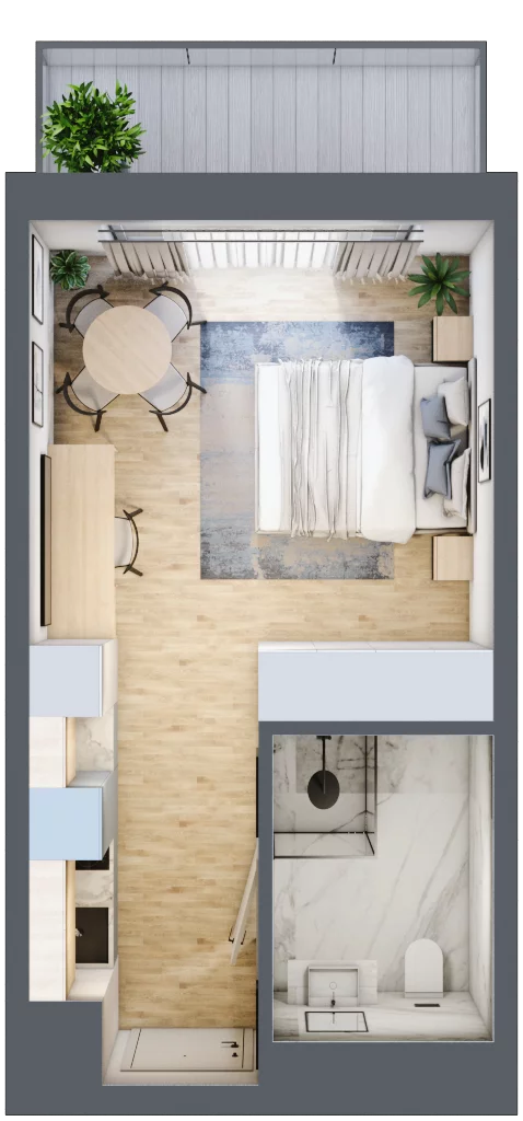 1 pokój, apartament inwestycyjny 25,69 m², piętro 3, oferta nr 303, ApartMare, Mrzeżyno, ul. Nadmorska 14