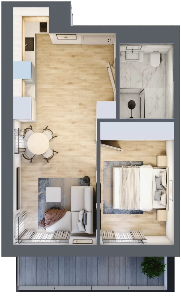 2 pokoje, apartament inwestycyjny 38,10 m², parter, oferta nr 013, ApartMare, Mrzeżyno, ul. Nadmorska 14
