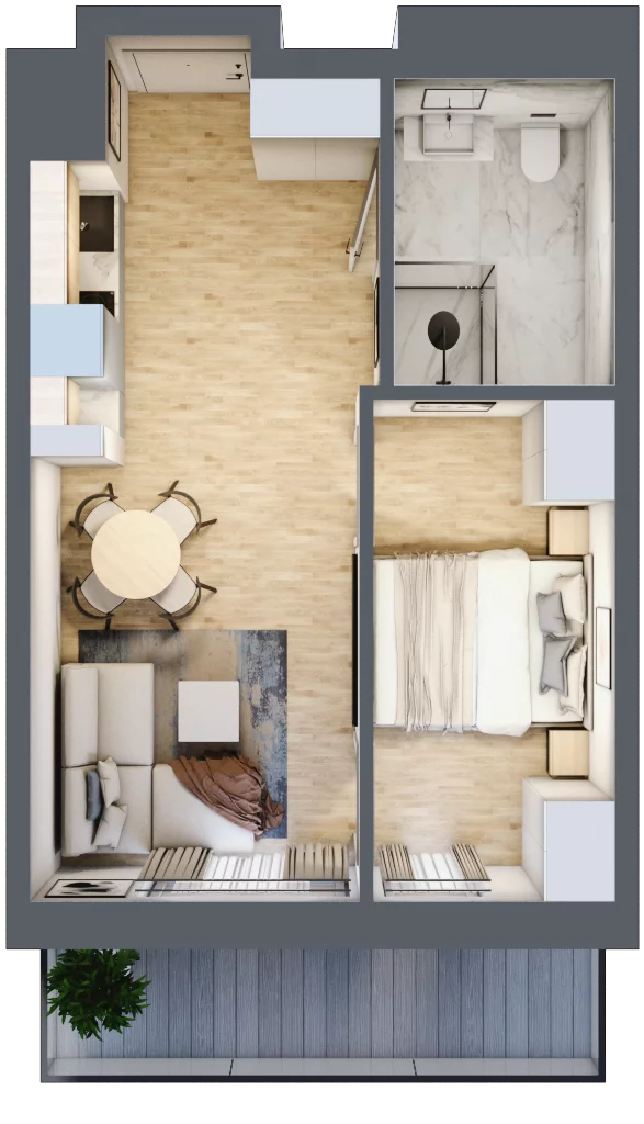 1 pokój, apartament inwestycyjny 32,21 m², piętro 1, oferta nr 109, ApartMare, Mrzeżyno, ul. Nadmorska 14