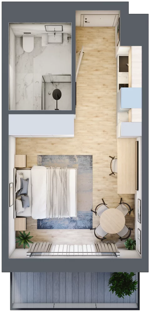 1 pokój, apartament inwestycyjny 25,36 m², piętro 3, oferta nr 308, ApartMare, Mrzeżyno, ul. Nadmorska 14