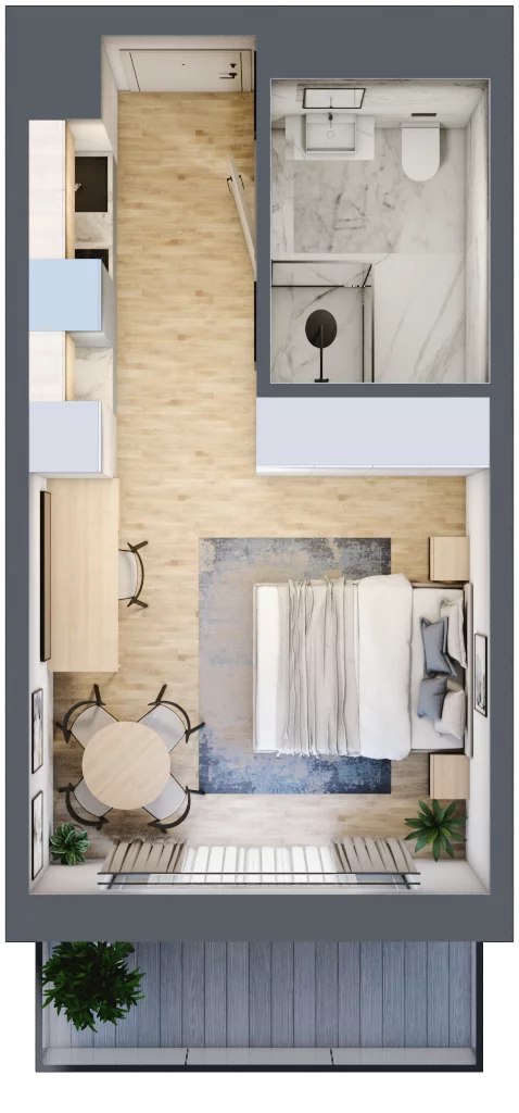 1 pokój, apartament inwestycyjny 25,87 m², piętro 1, oferta nr 106, ApartMare, Mrzeżyno, ul. Nadmorska 14