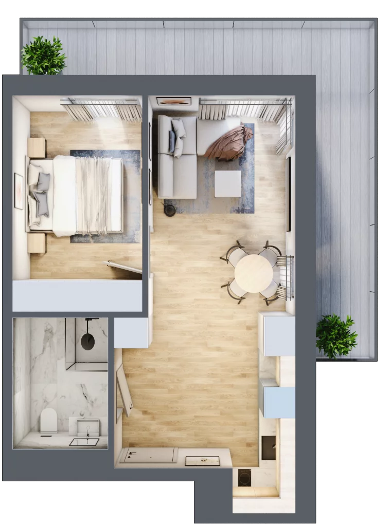2 pokoje, apartament inwestycyjny 37,92 m², piętro 2, oferta nr 204, ApartMare, Mrzeżyno, ul. Nadmorska 14