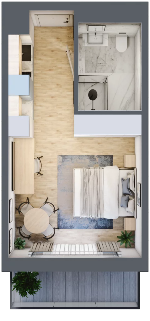 1 pokój, apartament inwestycyjny 25,76 m², piętro 2, oferta nr 206, ApartMare, Mrzeżyno, ul. Nadmorska 14