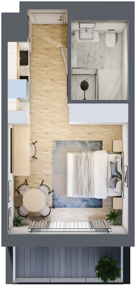 1 pokój, apartament inwestycyjny 25,70 m², parter, oferta nr 007, ApartMare, Mrzeżyno, ul. Nadmorska 14