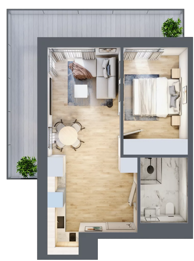 2 pokoje, apartament inwestycyjny 38,06 m², piętro 2, oferta nr 214, ApartMare, Mrzeżyno, ul. Nadmorska 14