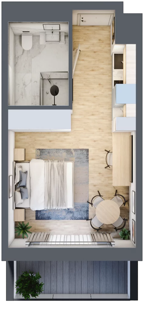 1 pokój, apartament inwestycyjny 25,70 m², parter, oferta nr 008, ApartMare, Mrzeżyno, ul. Nadmorska 14