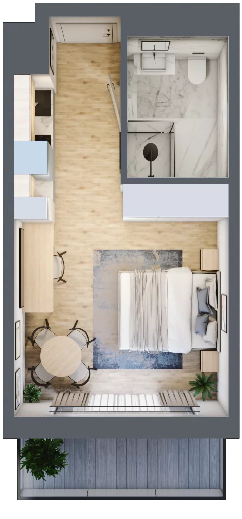 1 pokój, apartament inwestycyjny 25,65 m², piętro 1, oferta nr 107, ApartMare, Mrzeżyno, ul. Nadmorska 14