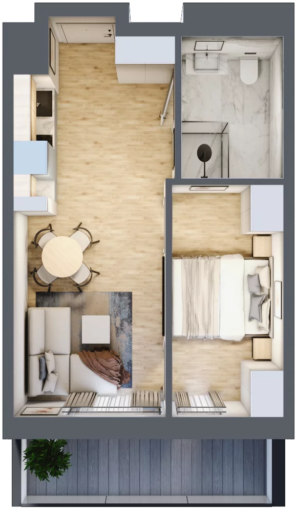 1 pokój, apartament inwestycyjny 32,15 m², parter, oferta nr 009, ApartMare, Mrzeżyno, ul. Nadmorska 14