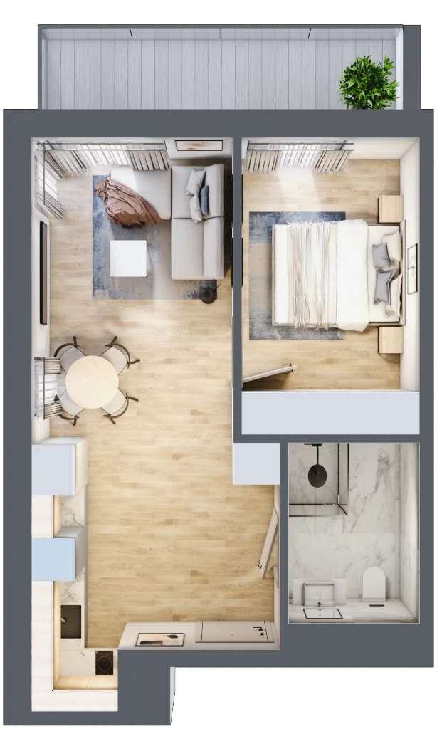 2 pokoje, apartament inwestycyjny 38,06 m², parter, oferta nr 014, ApartMare, Mrzeżyno, ul. Nadmorska 14