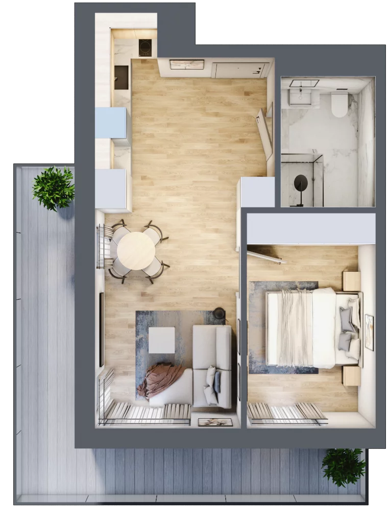 2 pokoje, apartament inwestycyjny 37,89 m², piętro 3, oferta nr 313, ApartMare, Mrzeżyno, ul. Nadmorska 14