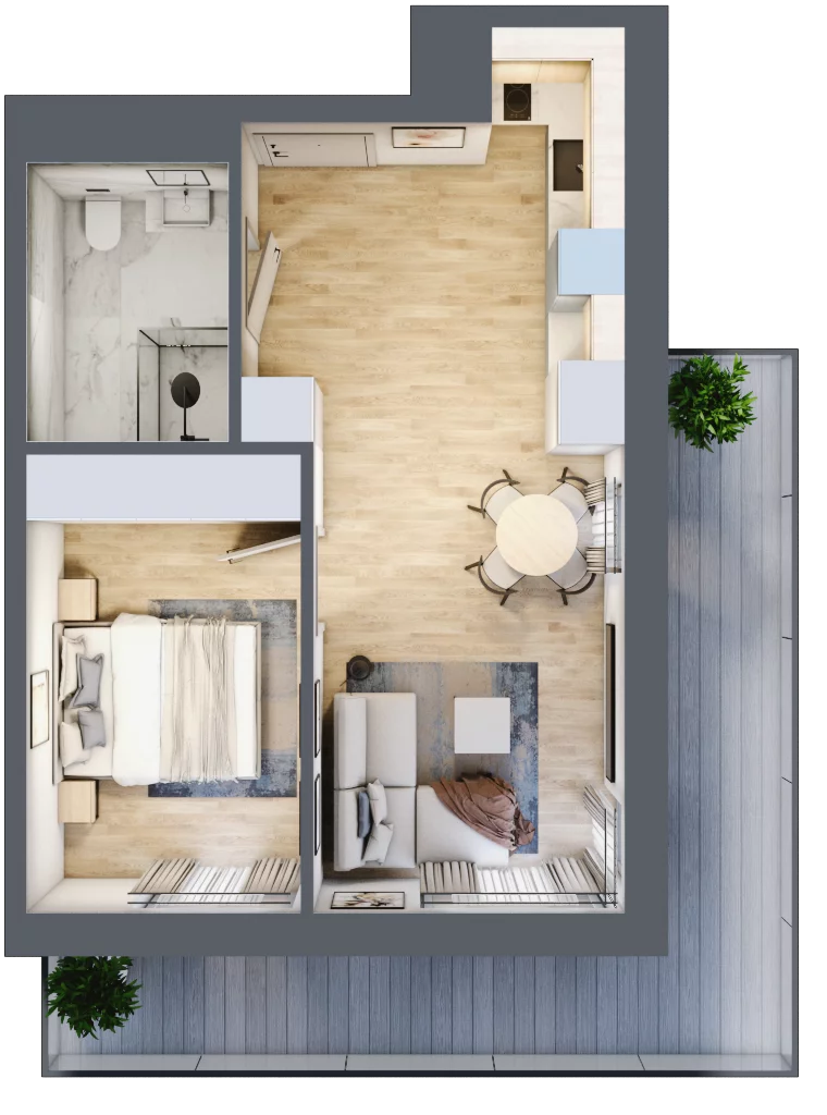 2 pokoje, apartament inwestycyjny 37,94 m², piętro 2, oferta nr 205, ApartMare, Mrzeżyno, ul. Nadmorska 14