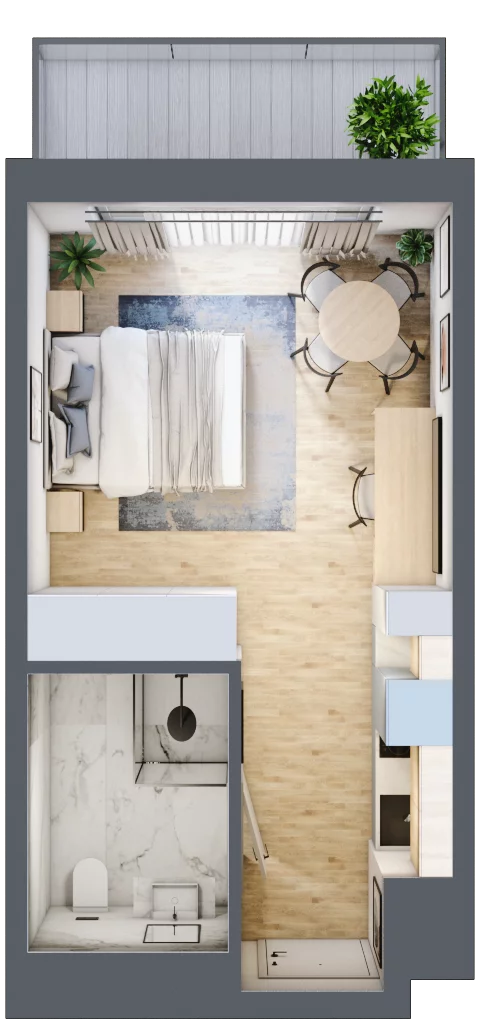 1 pokój, apartament inwestycyjny 25,40 m², piętro 3, oferta nr 315, ApartMare, Mrzeżyno, ul. Nadmorska 14