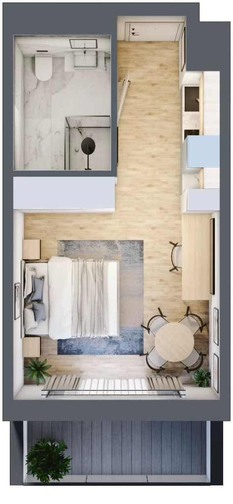 1 pokój, apartament inwestycyjny 25,62 m², parter, oferta nr 012, ApartMare, Mrzeżyno, ul. Nadmorska 14