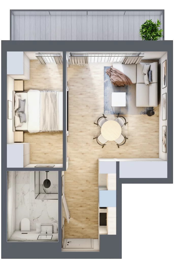 1 pokój, apartament inwestycyjny 34,49 m², piętro 1, oferta nr 117, ApartMare, Mrzeżyno, ul. Nadmorska 14