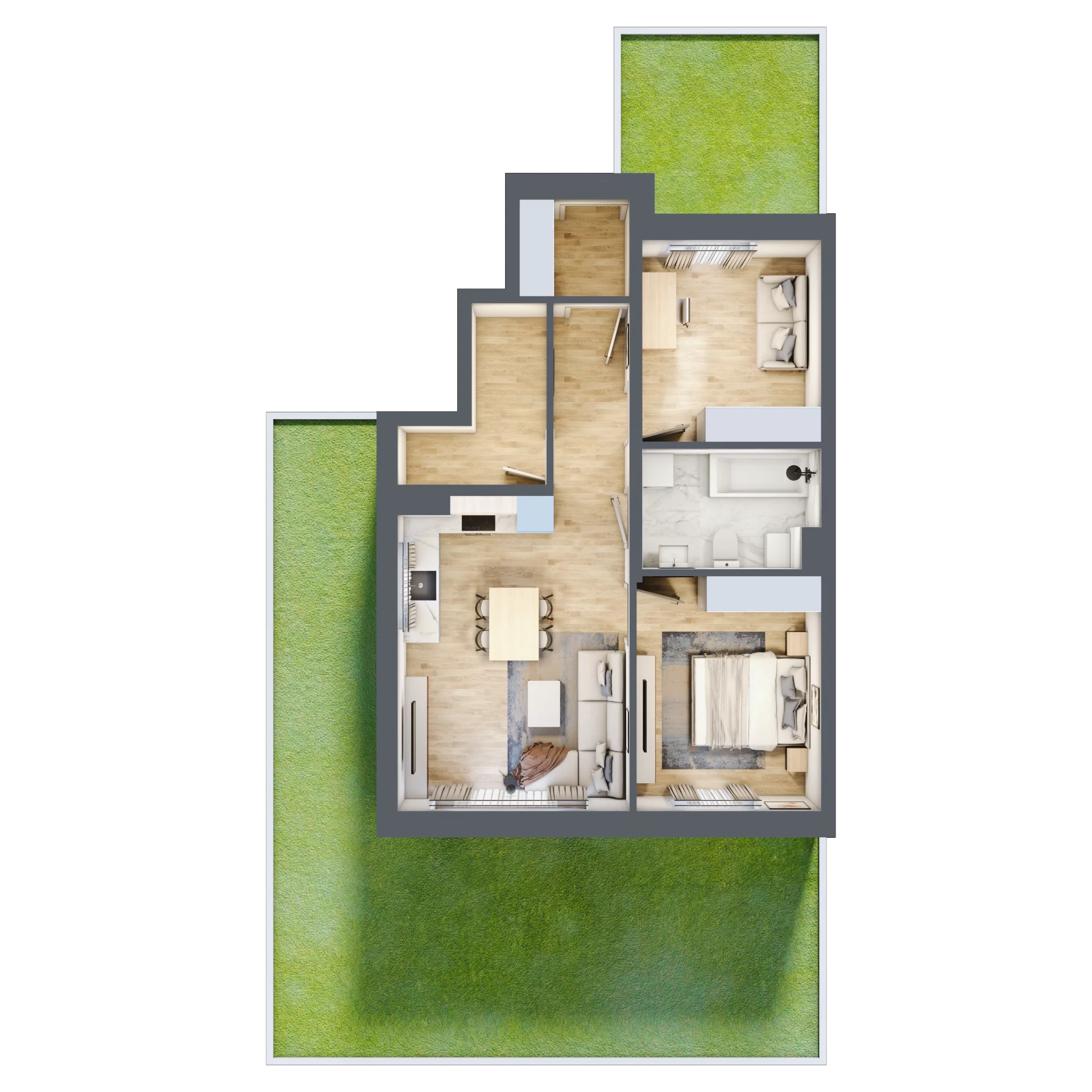3 pokoje, mieszkanie 58,30 m², parter, oferta nr 1.1, Osiedle Szumiących Traw etap XVI, Porosły, ul. Jesiennych Liści 99/1