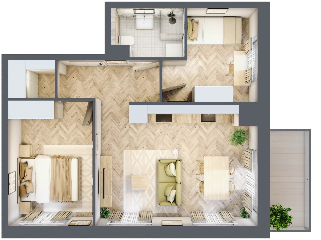 3 pokoje, apartament 49,75 m², piętro 4, oferta nr A320, Osiedle Kompas, Gdańsk, Orunia Górna-Gdańsk Południe, Maćkowy, ul. Czerska 35