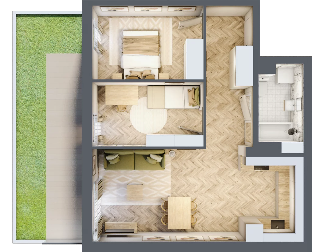 3 pokoje, mieszkanie 54,21 m², parter, oferta nr Budynek 1 Mieszkanie 90, Krakowska Rogatka, Kielce, Centrum, ul. Miodowicza 1