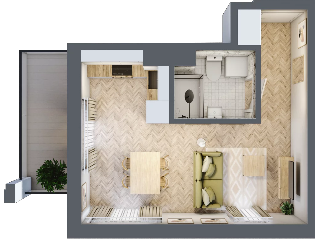 1 pokój, mieszkanie 27,36 m², parter, oferta nr Budynek 1 Mieszkanie 92, Krakowska Rogatka, Kielce, Centrum, ul. Miodowicza 1