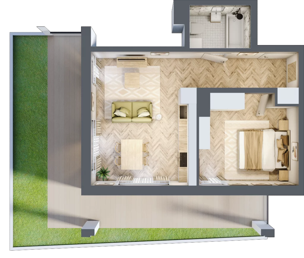 2 pokoje, mieszkanie 40,52 m², parter, oferta nr Budynek 2 Mieszkanie 2, Krakowska Rogatka, Kielce, Centrum, ul. Miodowicza 1